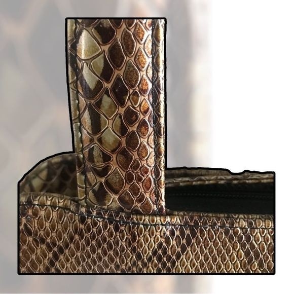 Leather Snake Print Bag Shouder/Hand Straps 12” x 8” - Picture 4 of 10